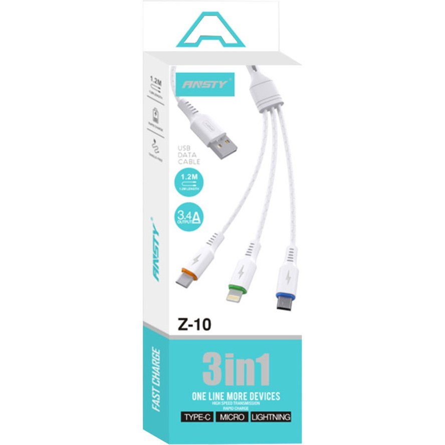 کابل شارژ انستی مدل Z10 ا Micro USB/Type-C/lightning